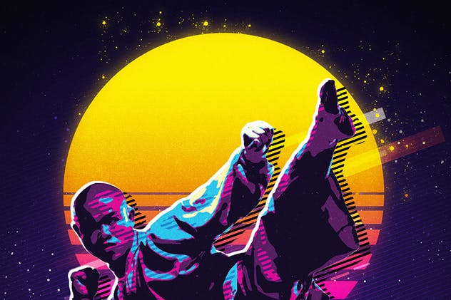 复古80‘s年代海报设计风格PS动作 80’s Retro Poster Photoshop Action插图(4)