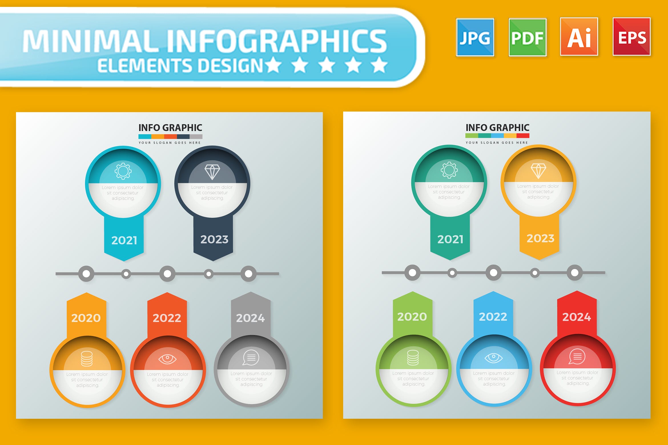 时间轴信息图表设计素材 Timeline Infographic Elements插图
