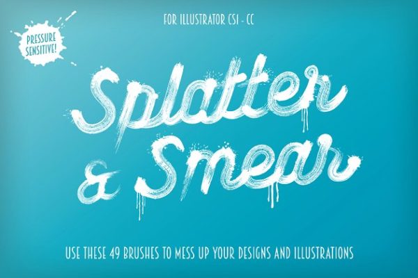 飞溅涂抹效果AI笔刷 Splatter &amp; Smear Brushes