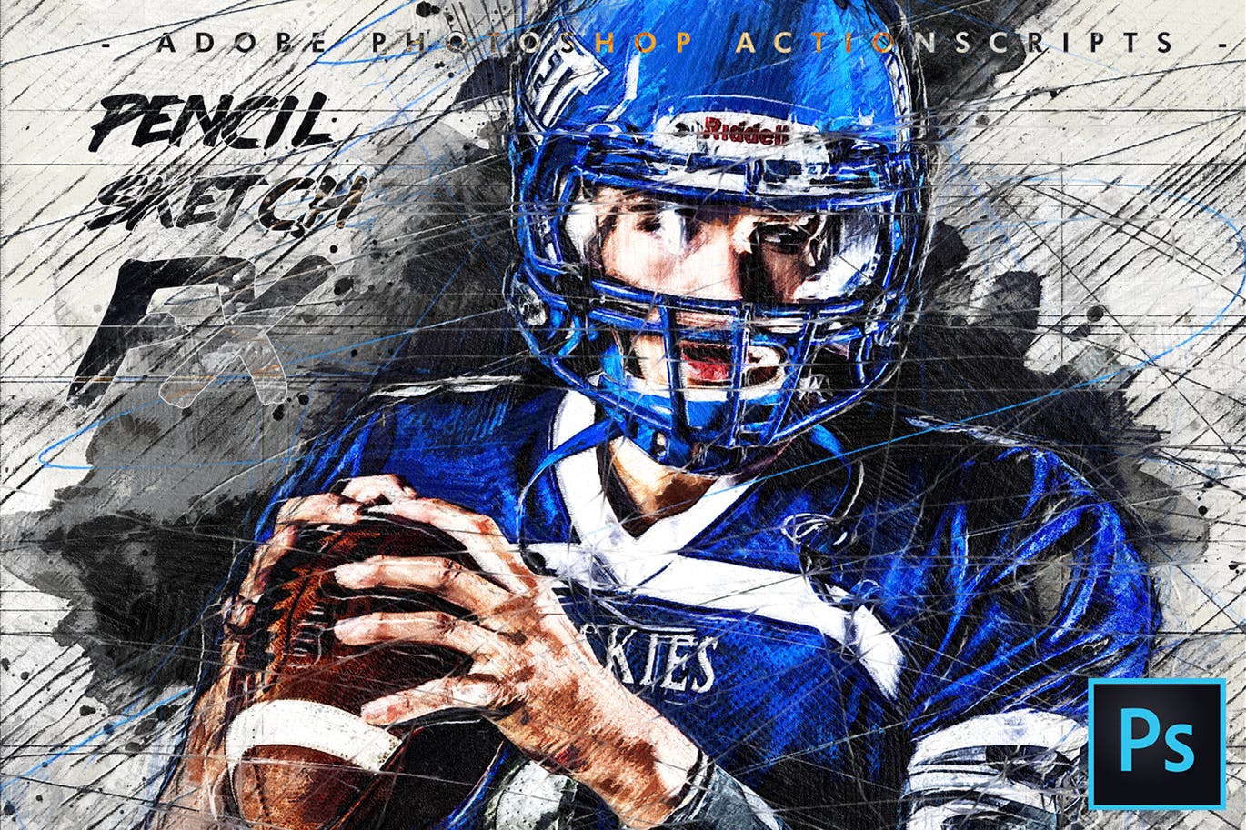 照片转彩铅手绘素描绘画效果PS动作 Animated Pencil Sketch FX Photoshop Add-On插图