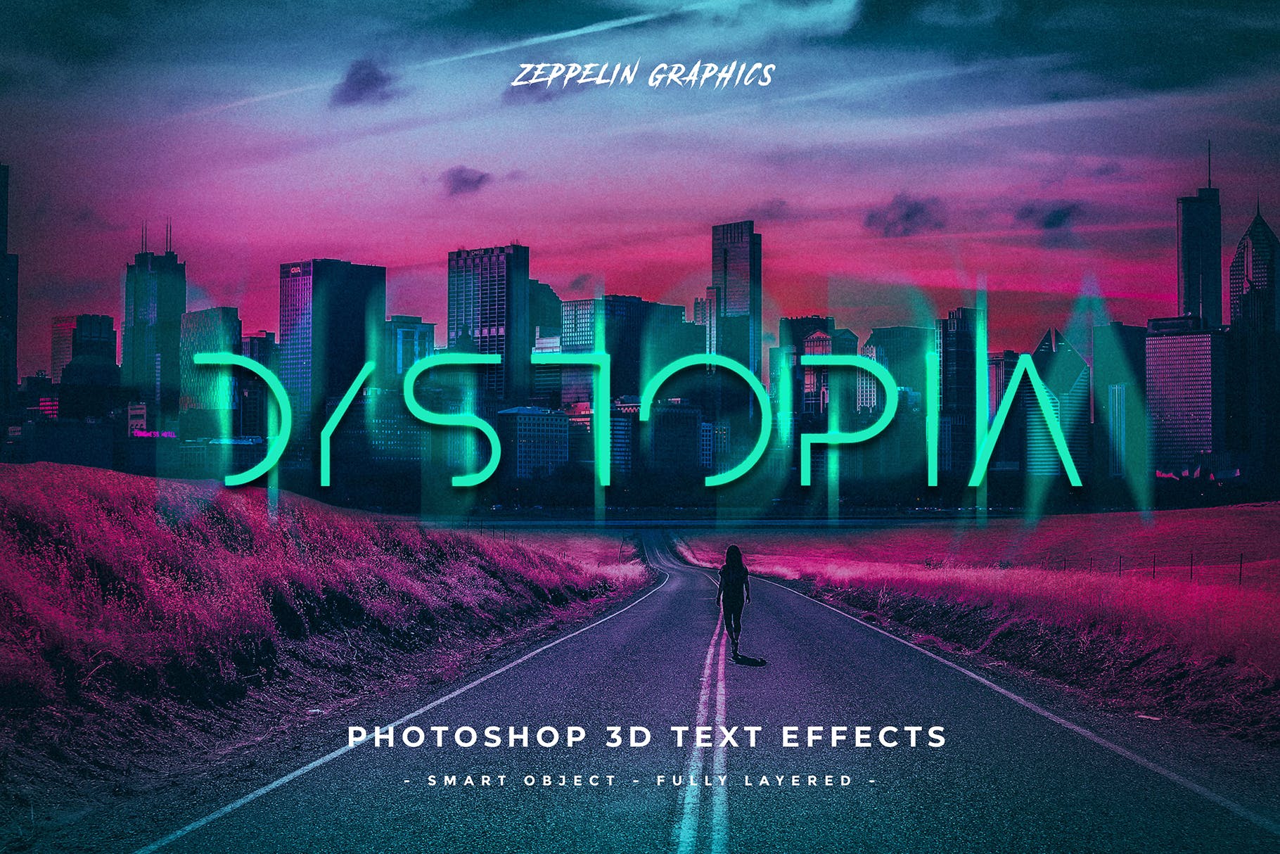 80年代网络朋克设计风格海报标题字体特效PSD模板 Cyberpunk 80s Text Effects插图(10)