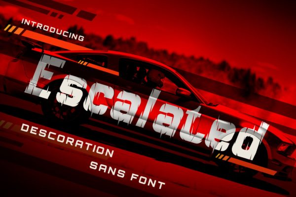 独特动感艺术风格英文无衬线字体素材库精选 Escalated – Fast Motorsport Racing Font