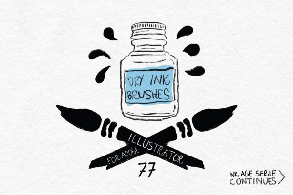 干油墨笔迹笔触AI笔刷 Dry Ink Brushes