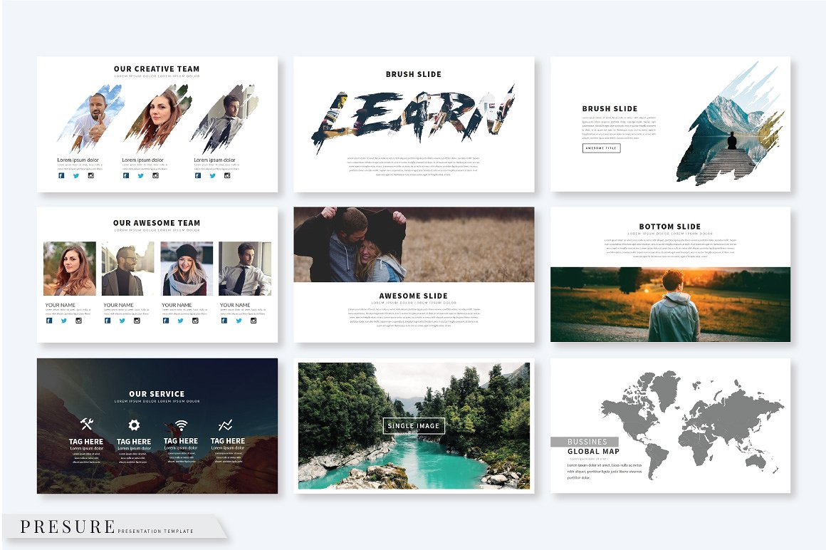 时尚、休闲、独特的Presure Powerpoint模版插图(3)