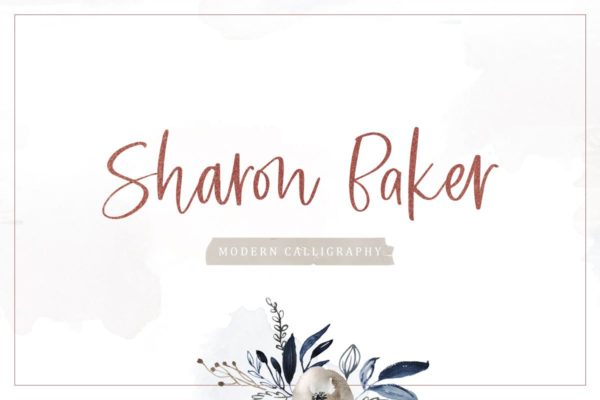 现代可爱英文书法字体下载 Sharon Baker – Modern Script