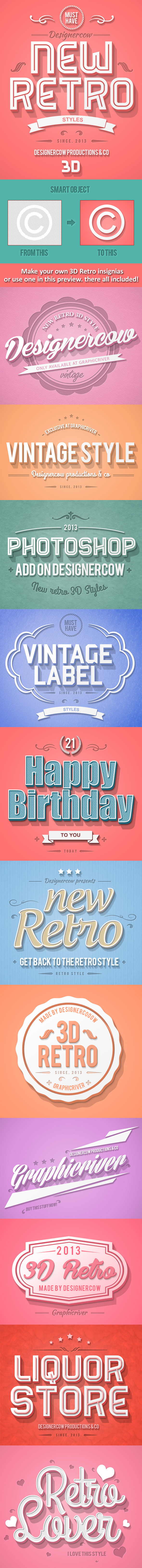 VIP资源:超精细的3D的Photoshop图层样式文件下载