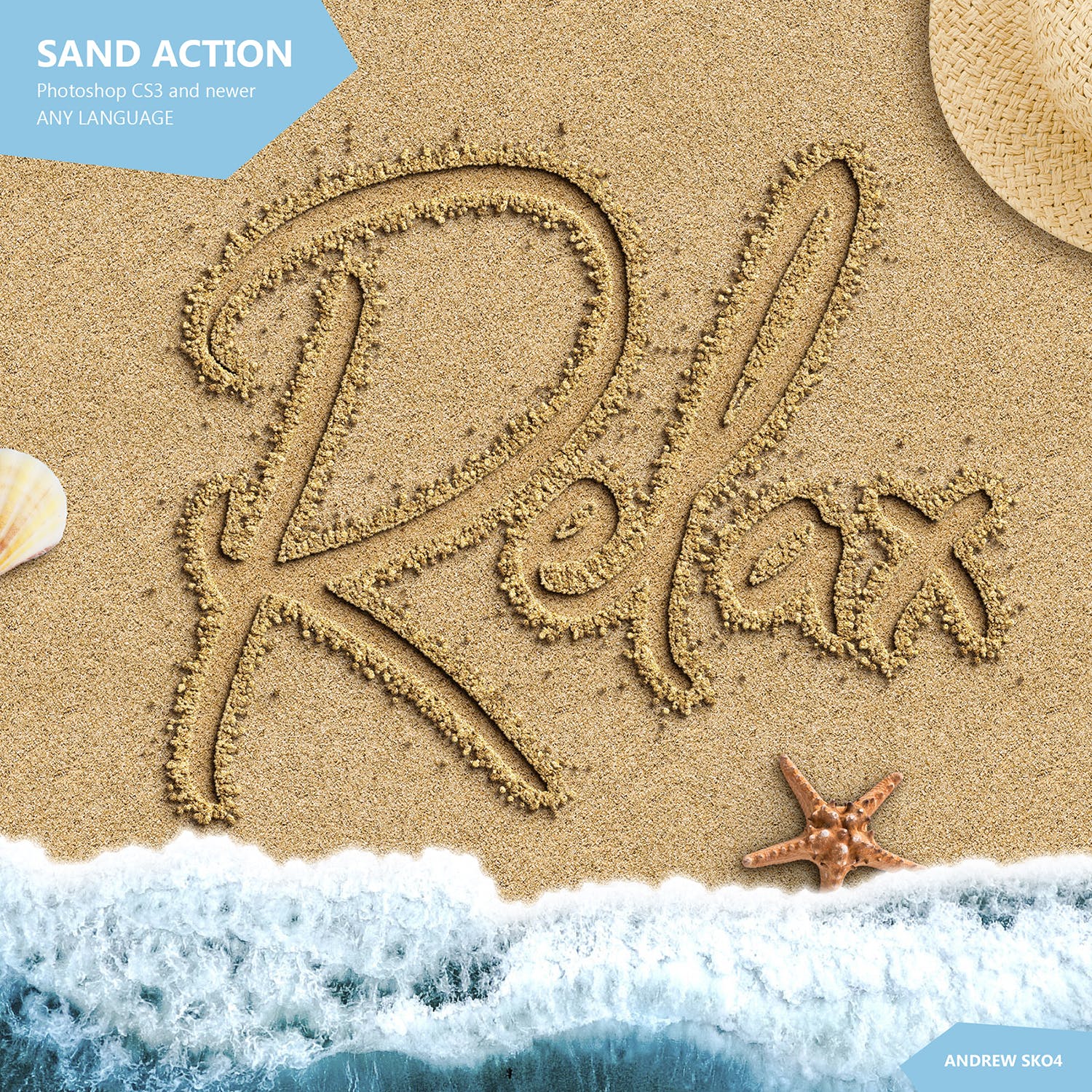 沙滩上手写文字特效PS动作 Sand Photoshop Action插图(1)