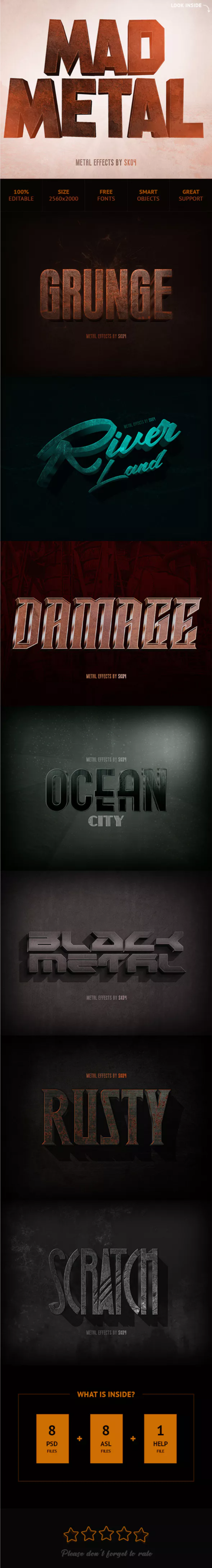 8款3D逼真金属文字效果PS字体样式插图