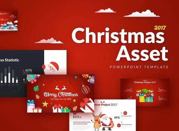 素材库下午茶：氛围很浓的圣诞节专用PPT模版下载[PPTX]