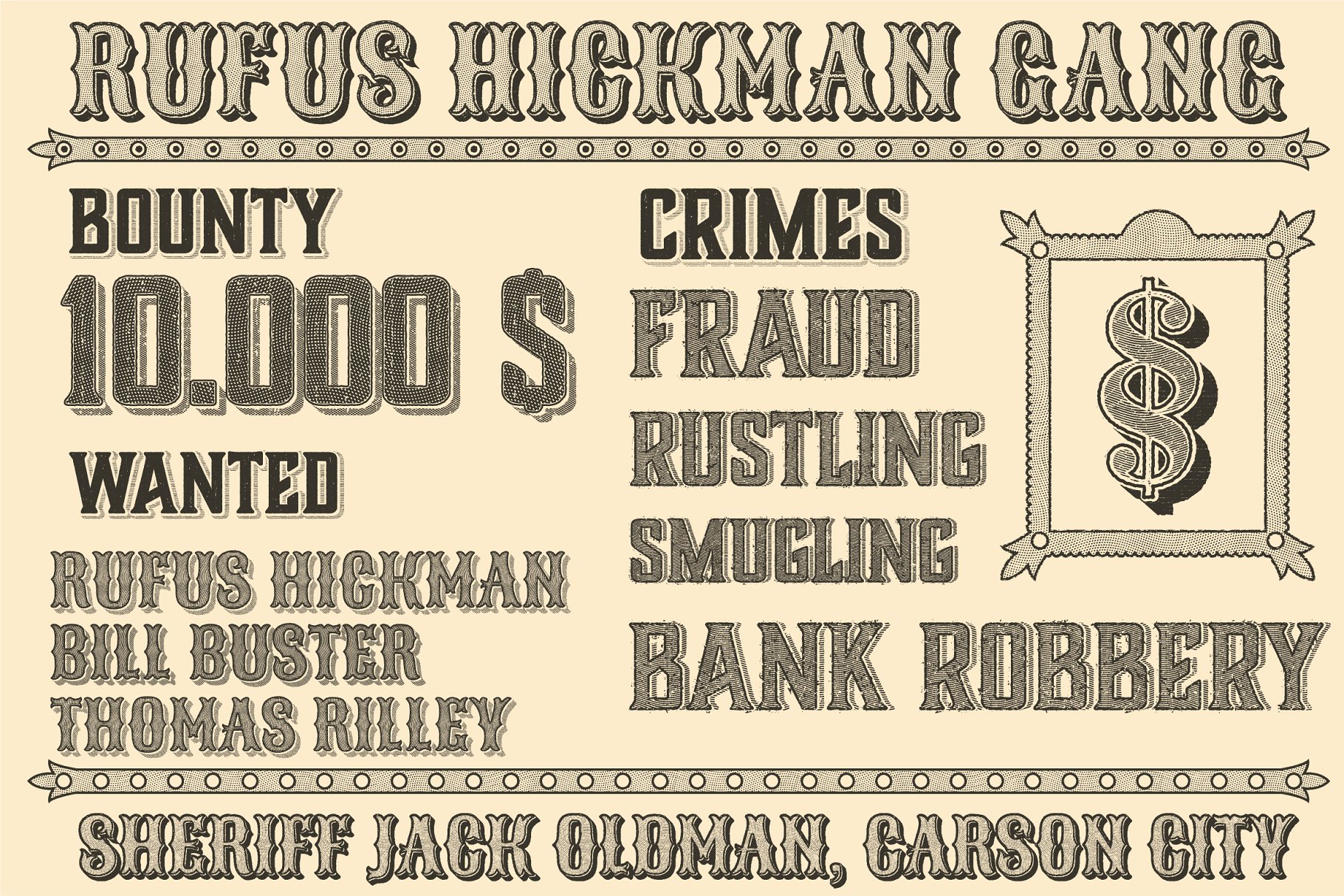 复古西部牛仔电影风格AI图层样式 Western Typography Saloon插图(5)