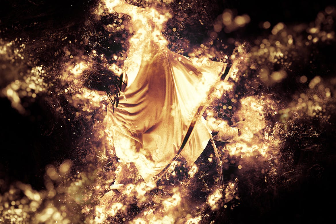 炫酷华丽金色粒子背景人物摄影Gif动画特效PS动作 Gif Animated Allure Photoshop Action插图(1)