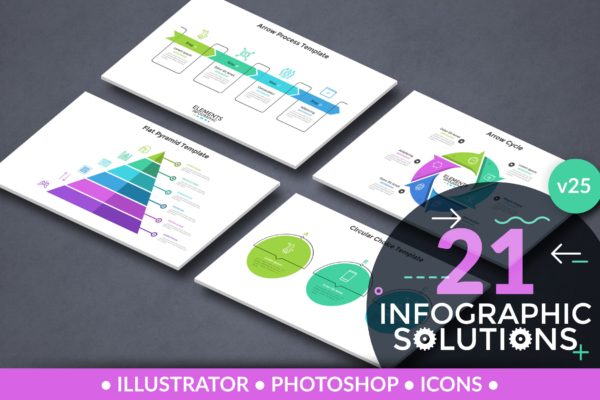 信息图表图形素材库精选素材包v25 Infographic Solutions. Part 25