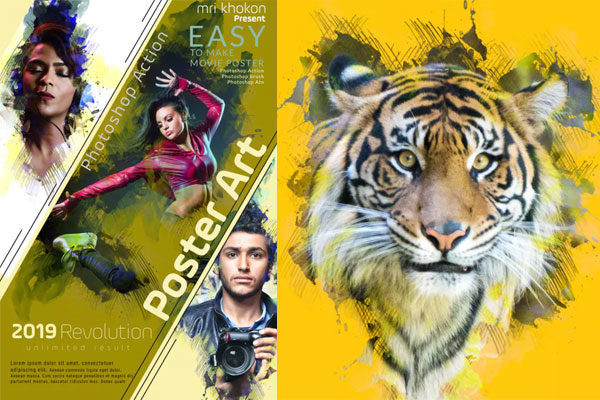 混合墨水素描效果海报艺术ps动作下载