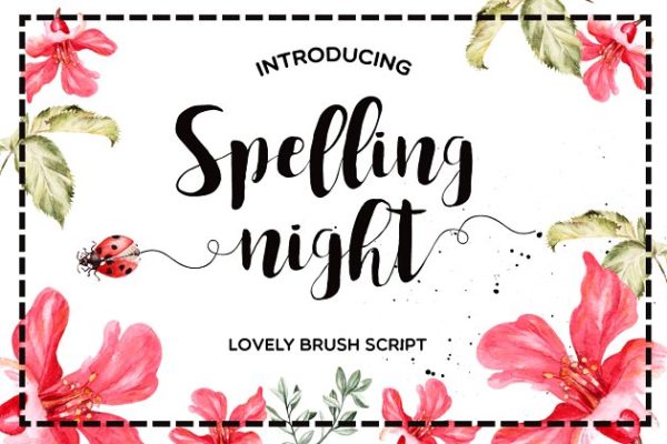 可爱优雅风格英文手写字体 Spelling Night Script Font