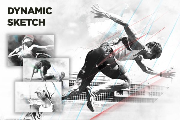 动感艺术铅笔素描手绘效果素材库精选PS动作 Dynamic Sketch CS3+ Photoshop Action