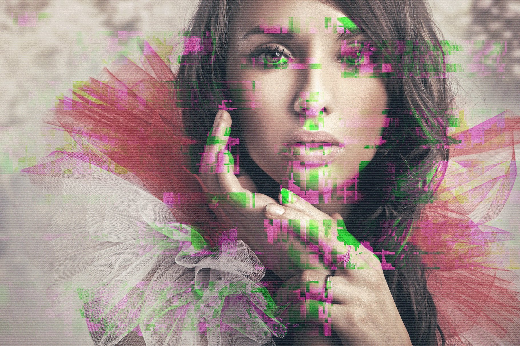 视频画面故障信号丢失视频界面效果PS动作 Gif Glitch Animated Photoshop Action插图(4)