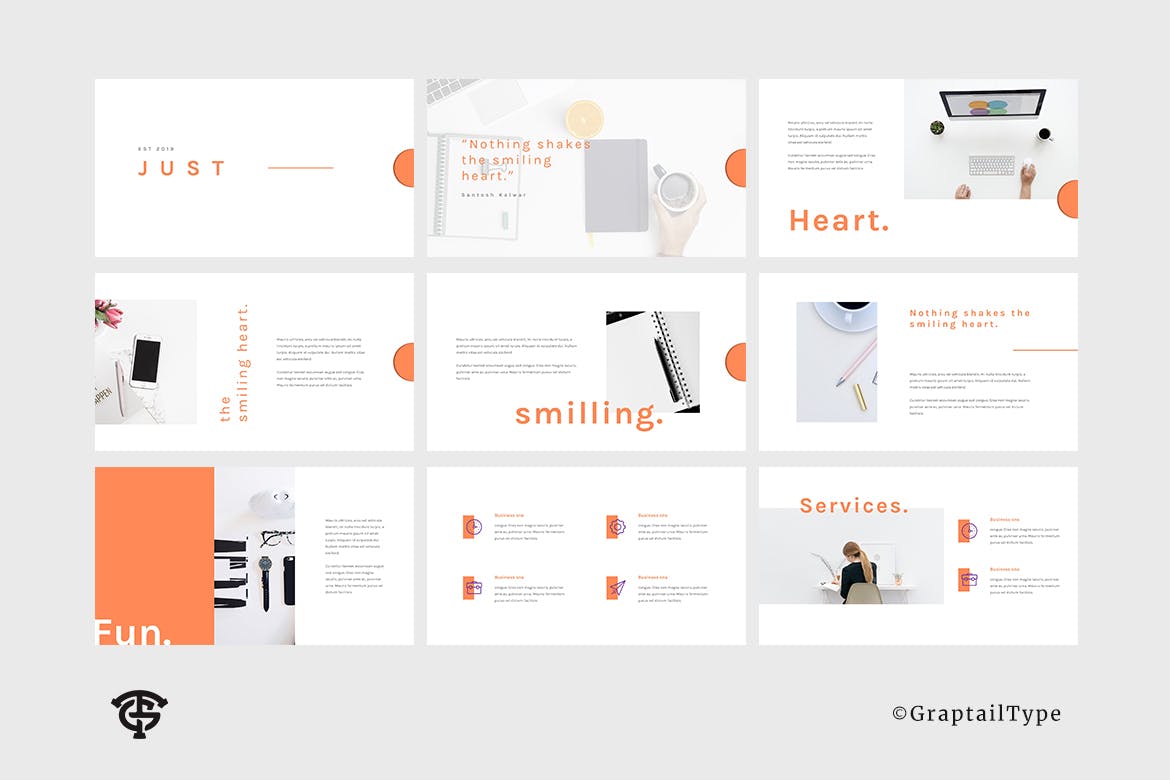 极简主义企业服务介绍素材库精选谷歌演示模板 Just Clean – Google Slides插图(1)