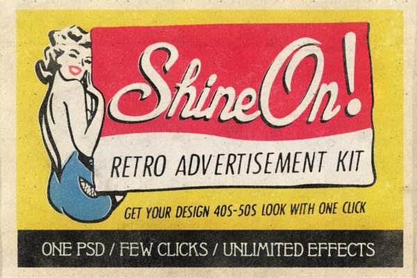 19世纪40-50年代复古风格广告设计图层样式 Shine On – Retro Advertisement Kit