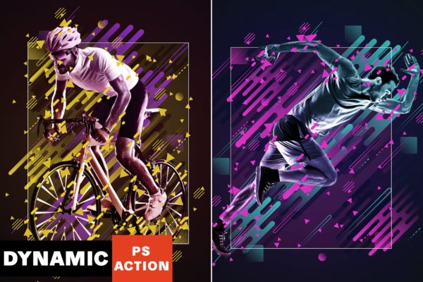 动态线条/三角形/冷色调动感艺术效果素材库精选PS动作 Dynamic Photoshop Action