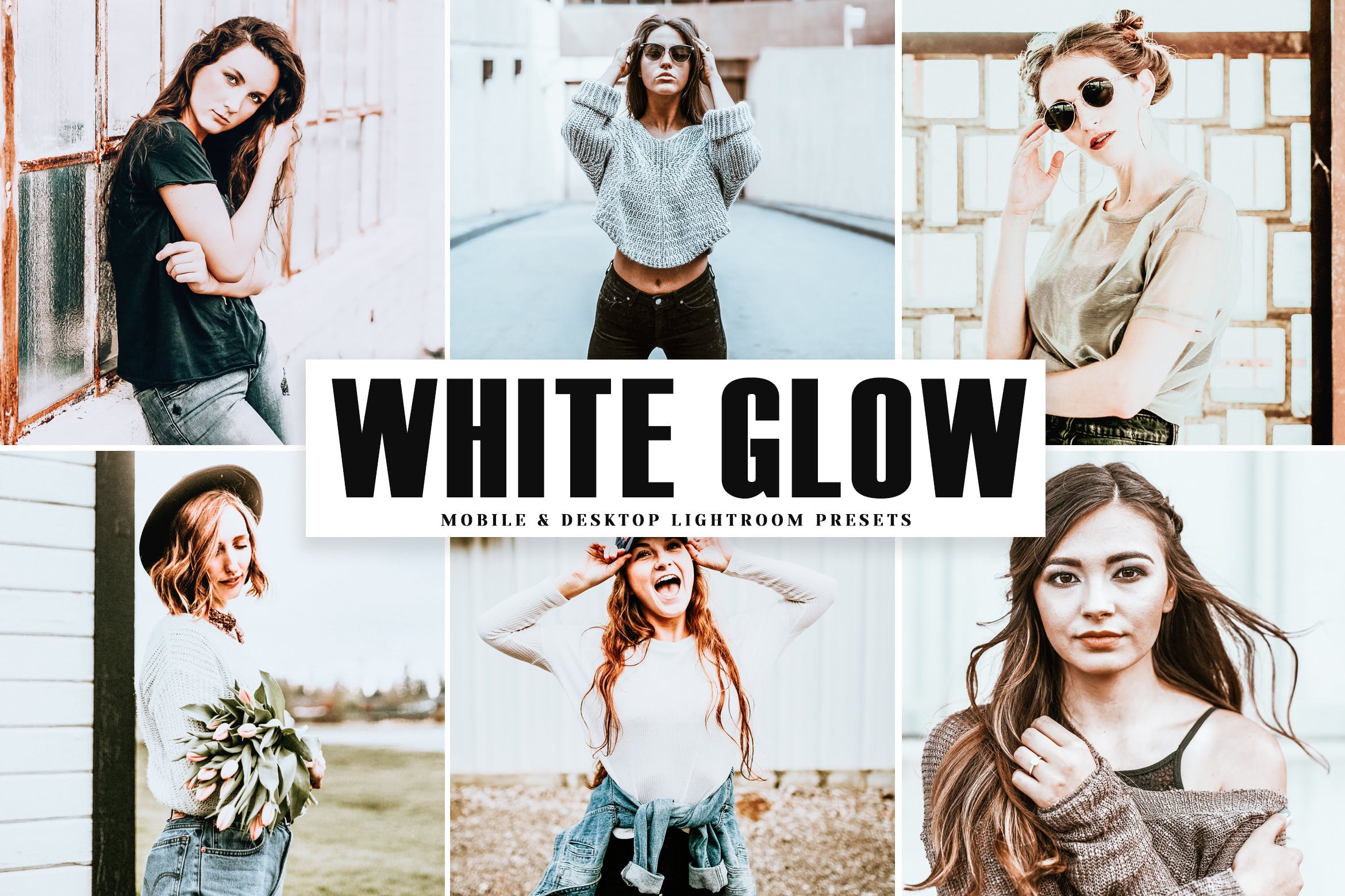 高对比度褪色效果处理LR照片调色滤镜预设下载 White Glow Mobile & Desktop Lightroom Presets插图