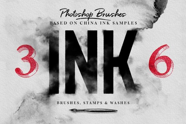 墨水水渍晕染笔刷 Ink Brushes – Photoshop version