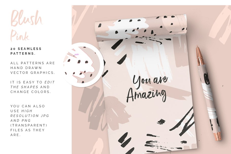 抽象图案笔刷&Instagram贴图模板 Abstract Brushed Patterns & Stories插图(3)