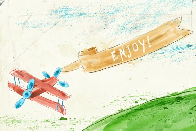 94种水彩艺术图案AI笔刷 Watercolor Vector Art Brushes插图(4)