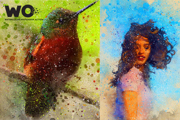 水彩艺术圆点粒子喷溅效果PS动作下载 WO Watercolor Photoshop Action