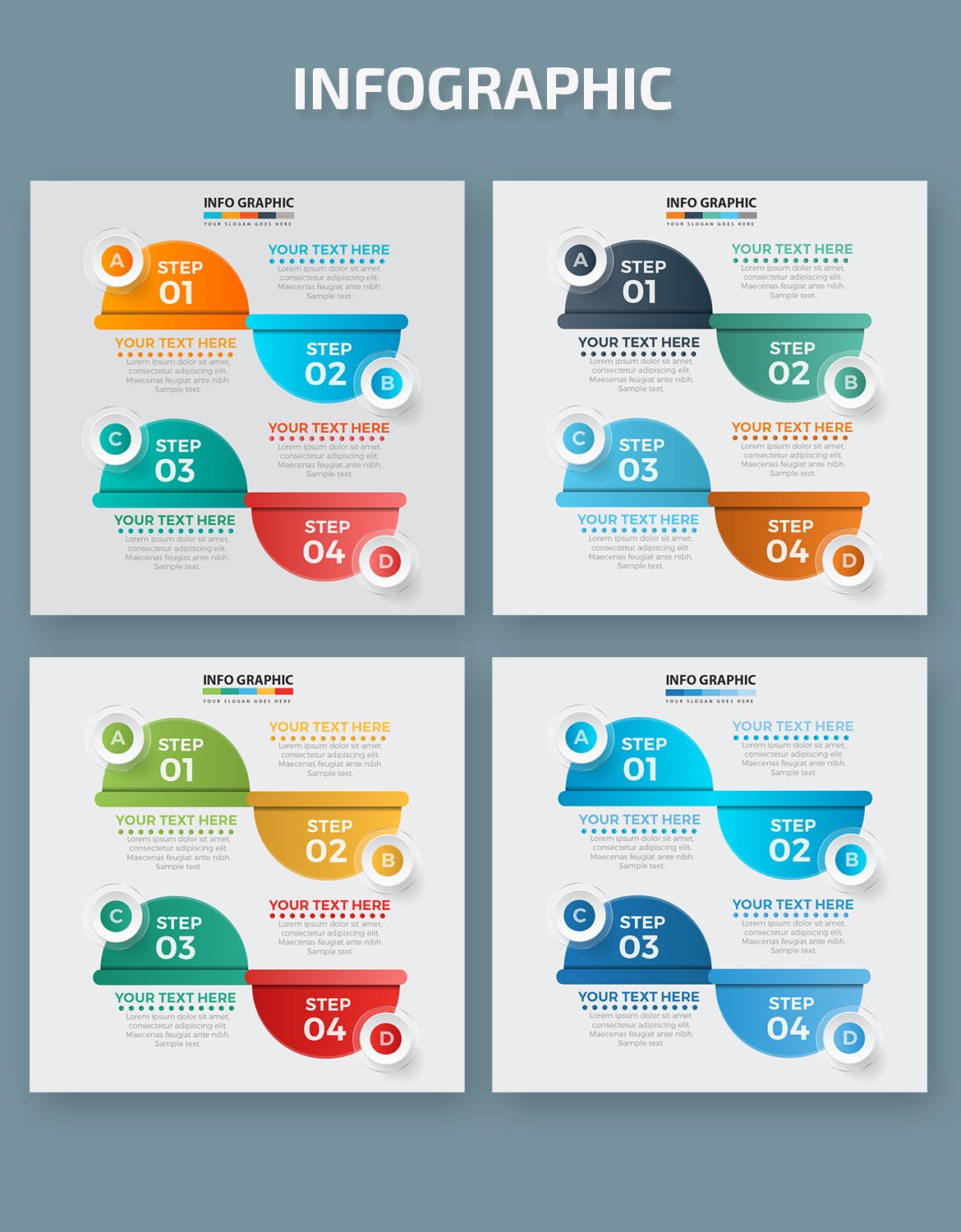 信息图表步骤设计矢量图形设计素材 Infographic Elements Design插图(1)