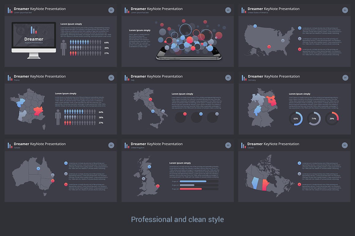 100多个独特内容的3种预制色彩的高端时尚商务商业质感的keynote幻灯片演示模版（ key）插图(2)