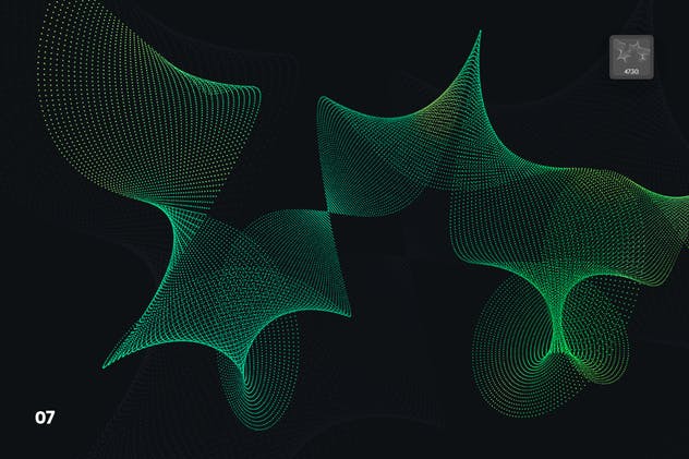 抽象虚线波浪漩涡图案Photoshop笔刷 Dotted Wavy Swirls Photoshop Brushes插图(7)