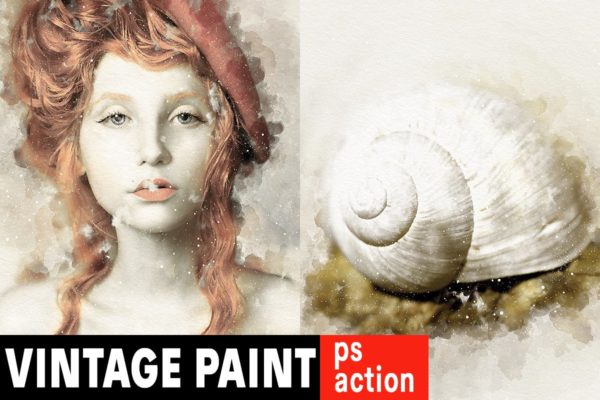 复古高端水彩绘画艺术PS动作 Vintage Painter Photoshop Action