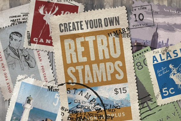 复古邮票印章效果图层样式PSD分层模板 Old Stamping Ground – Smart PSD