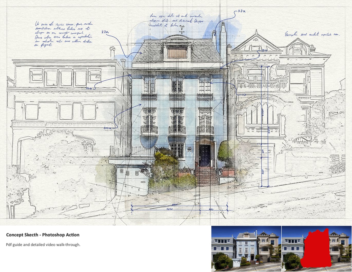 建筑工程设计素描效果图一键生成PS动作 Concept Sketch – Photoshop Action插图(8)