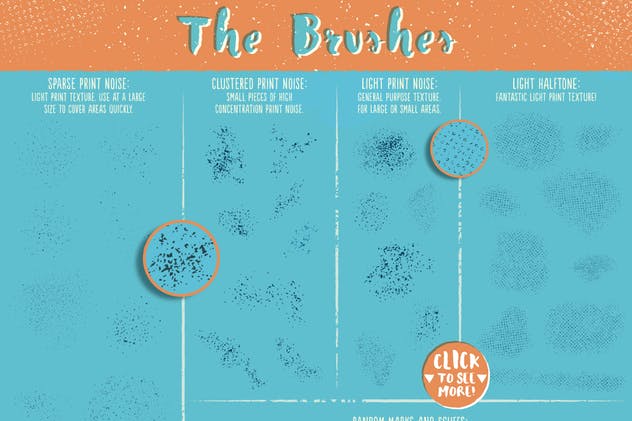 噪点/半色调/磨损效果AI画笔笔刷工具包 Light Print Texture Illustrator Brushes插图(3)
