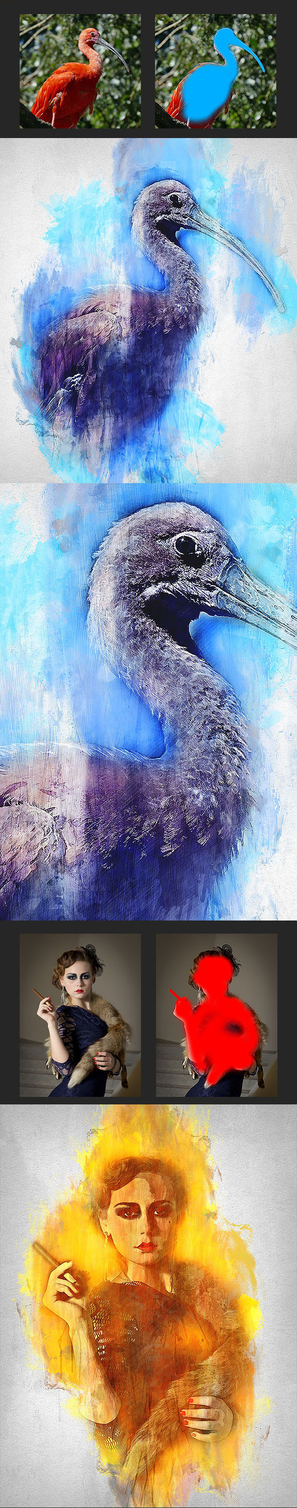 大师级水彩艺术画效果的PS动作 Art Boom Photoshop Action [atn]插图(3)