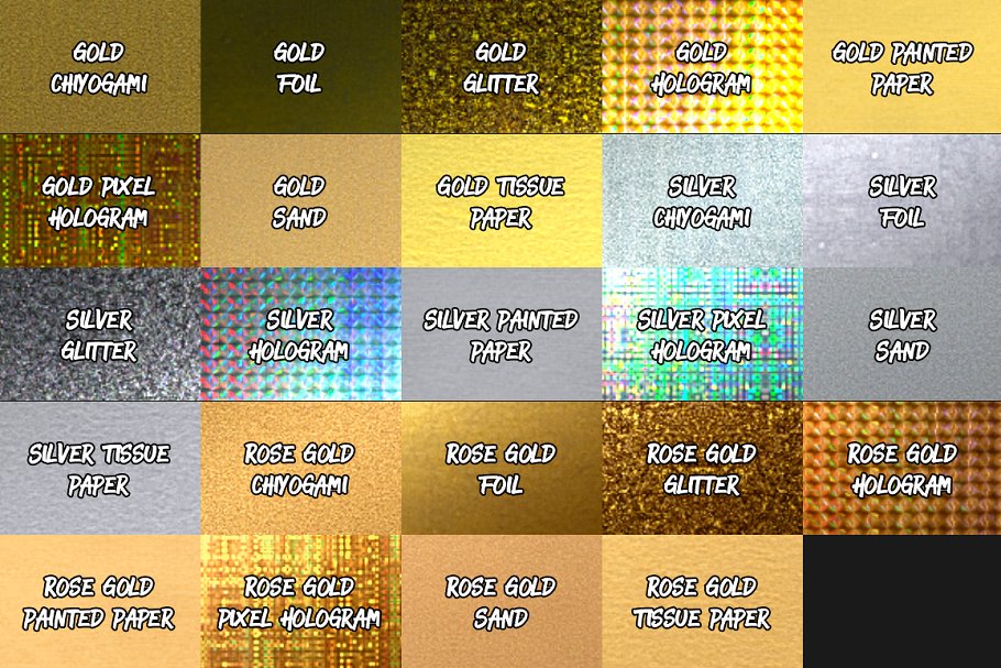 24款实用银色和金色图层样式 24 Silver and Gold Styles插图(1)