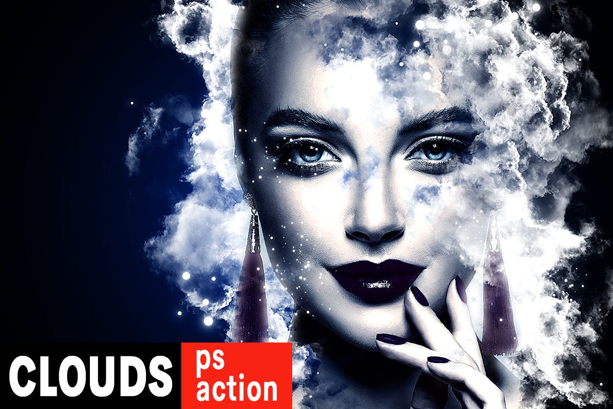 炫彩发光爆炸烟雾特效PS动作 Clouds Exposure Photoshop Action插图