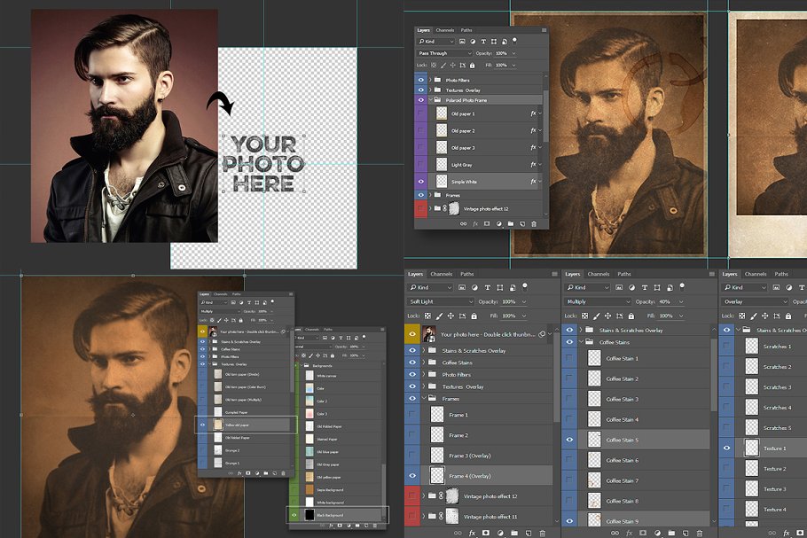 复古嬉皮文化艺术模板 Vintage Hipster Art Templates Bundle插图(31)