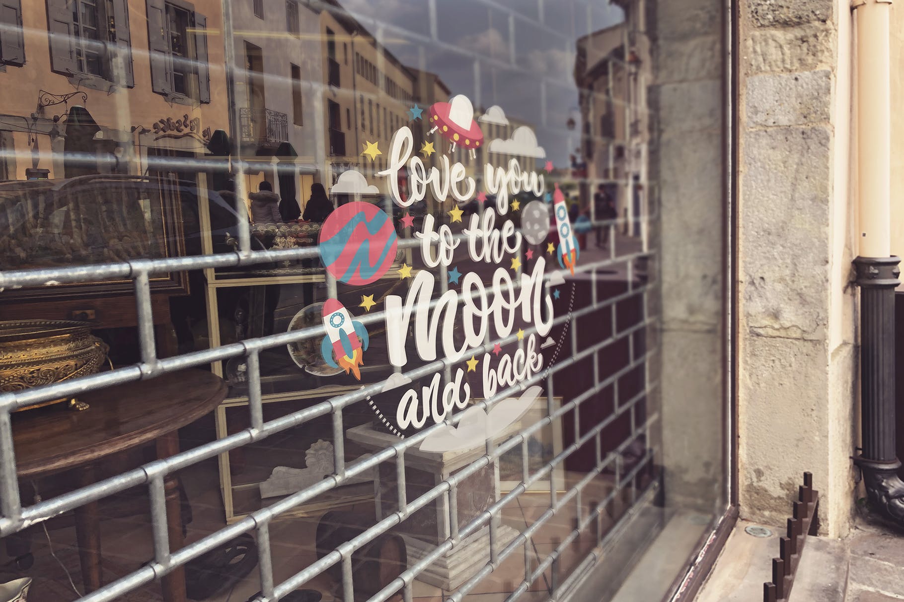 商店橱窗落地玻璃Logo贴纸设计效果图样机 Shop Window Logo Mockup插图(3)