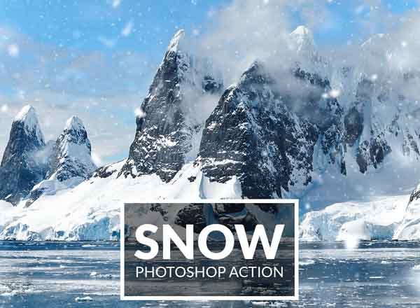 浪漫的雪景飘舞雪花效果PS动作 Snow Photoshop Action