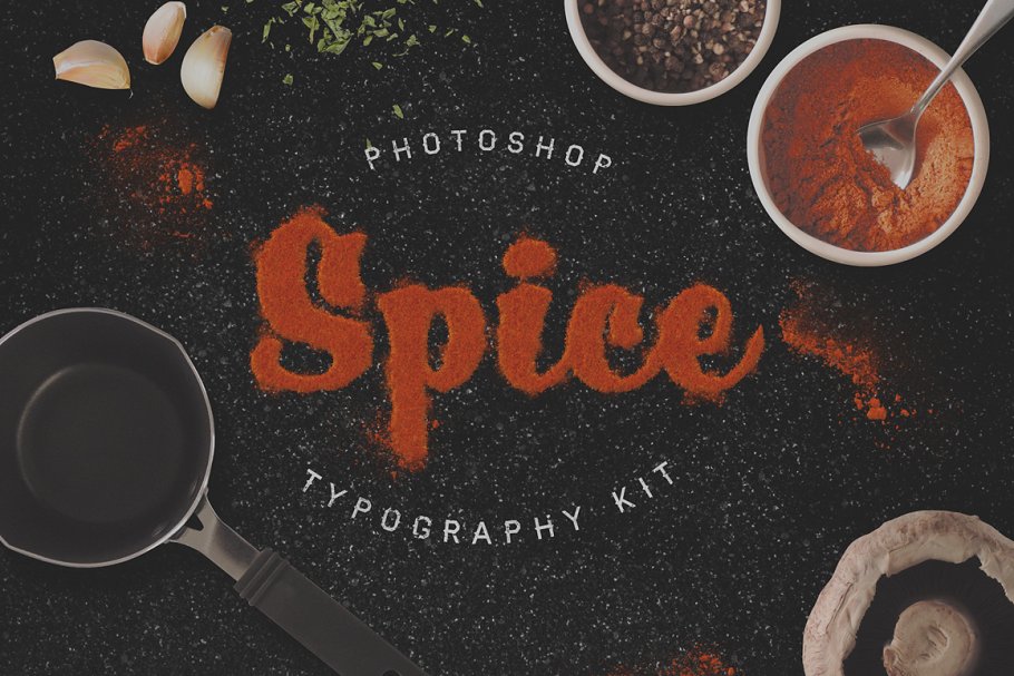 各种食材及食物配料文本特效PS动作 Food Typography PSD Actions插图(1)