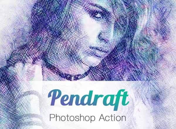 手绘彩铅画效果PS动作 pendraft Photoshop Action