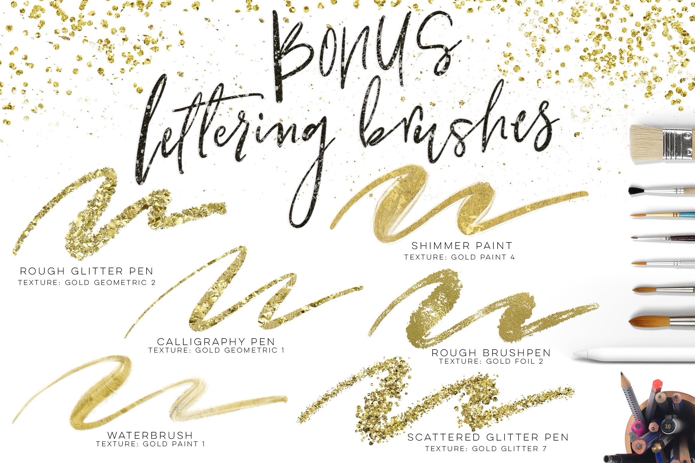 Procreate绘画应用专用金漆笔刷 Gold Rush for Procreate插图(2)