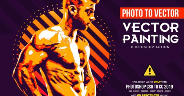 照片转矢量格式特效一键生成PS动作 Vector Painting CS6 &amp; CC+ Photoshop Action