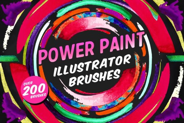 数码绘画设计师必备的270+画笔AI笔刷 Power Paint Illustrator Brushes