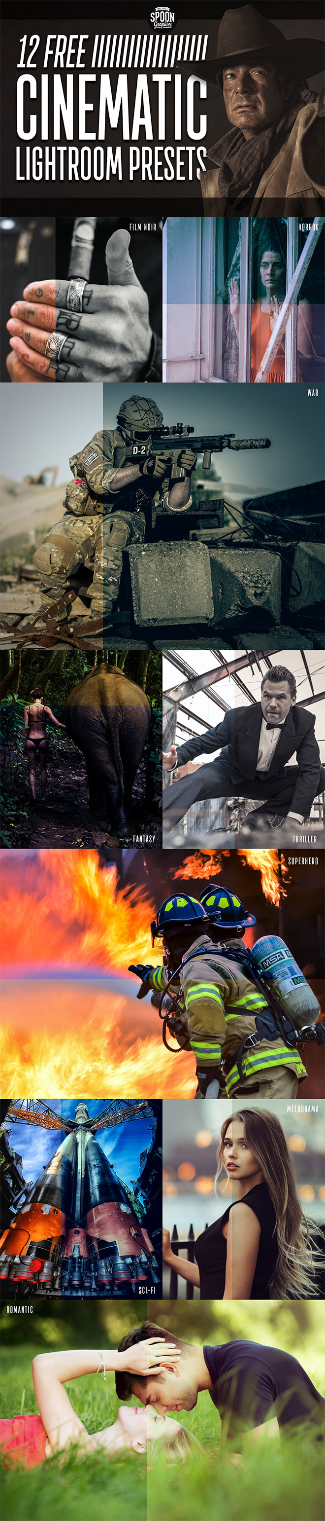 12个不同风格电影照片效果Lightroom预设 Cinematic Lightroom Presets插图