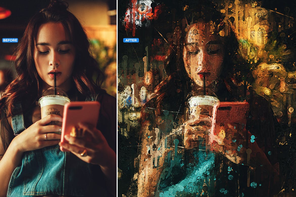 抽象颜料油画效果一键生成PS动作 Painting Photoshop Action插图(3)