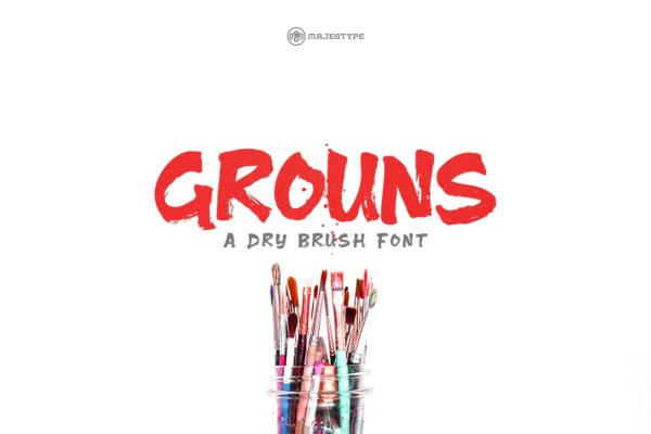 T恤/海报/排版设计干笔刷粗体英文字体 Grouns
