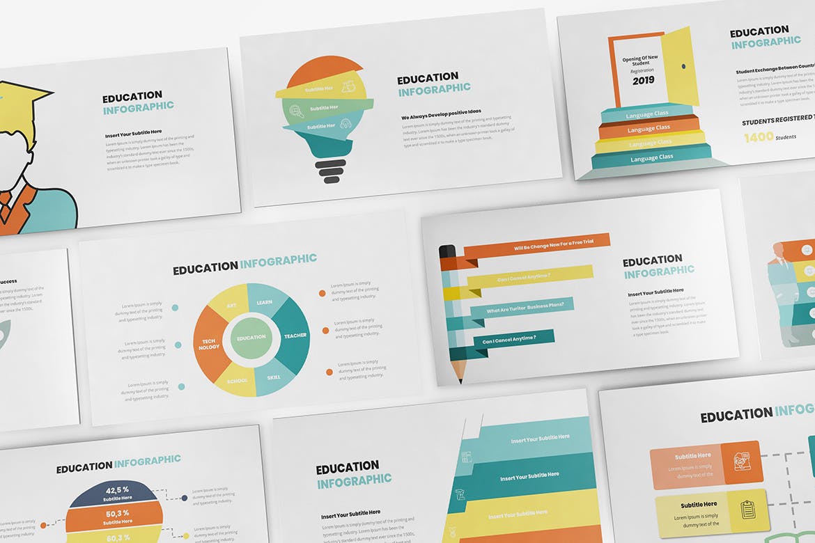 教育主题信息图表风格素材库精选PPT模板 Education Infographic Powerpoint Template插图(6)